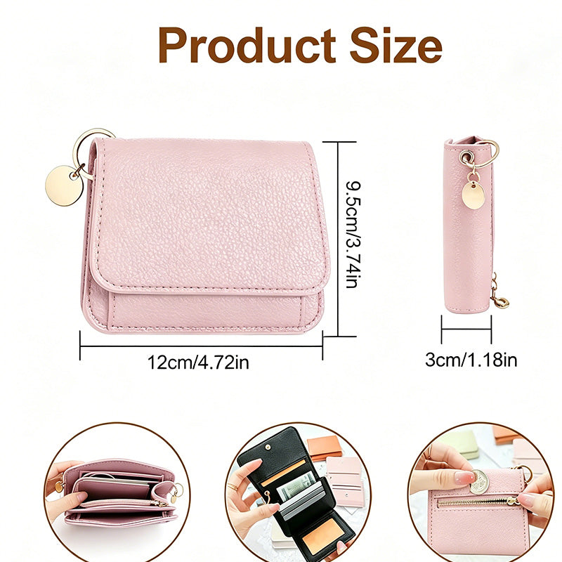 💕RFID Blocking Short Wallet for Women, Mini Card Holder Purse with Key Ring, Coin Pocket & ID Window👛