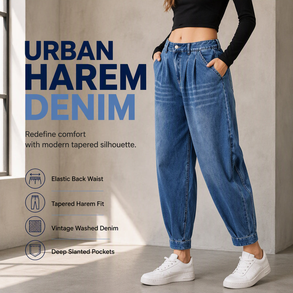 💃Women's High Waisted Harem Denim Pants