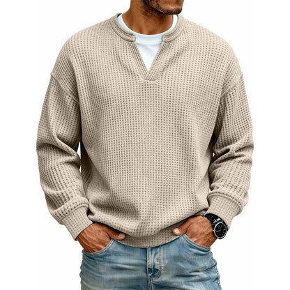 ⏳LAST DAY SALE ONLY ￡18.99!!🔥✨Men's Textured Waffle Layered-Look Long-Sleeve Tee
