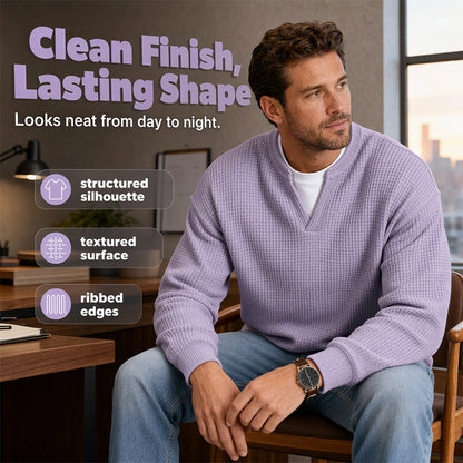 ⏳LAST DAY SALE ONLY ￡18.99!!🔥✨Men's Textured Waffle Layered-Look Long-Sleeve Tee