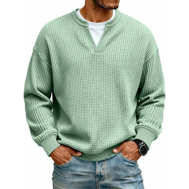 ⏳LAST DAY SALE ONLY ￡18.99!!🔥✨Men's Textured Waffle Layered-Look Long-Sleeve Tee