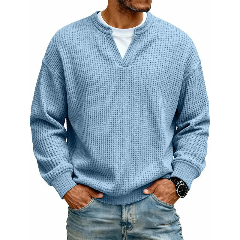 ⏳LAST DAY SALE ONLY ￡18.99!!🔥✨Men's Textured Waffle Layered-Look Long-Sleeve Tee
