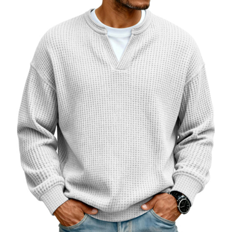 ⏳LAST DAY SALE ONLY ￡18.99!!🔥✨Men's Textured Waffle Layered-Look Long-Sleeve Tee
