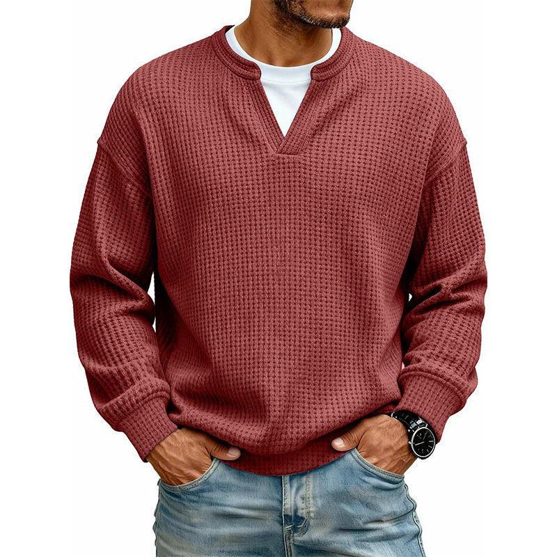⏳LAST DAY SALE ONLY ￡18.99!!🔥✨Men's Textured Waffle Layered-Look Long-Sleeve Tee