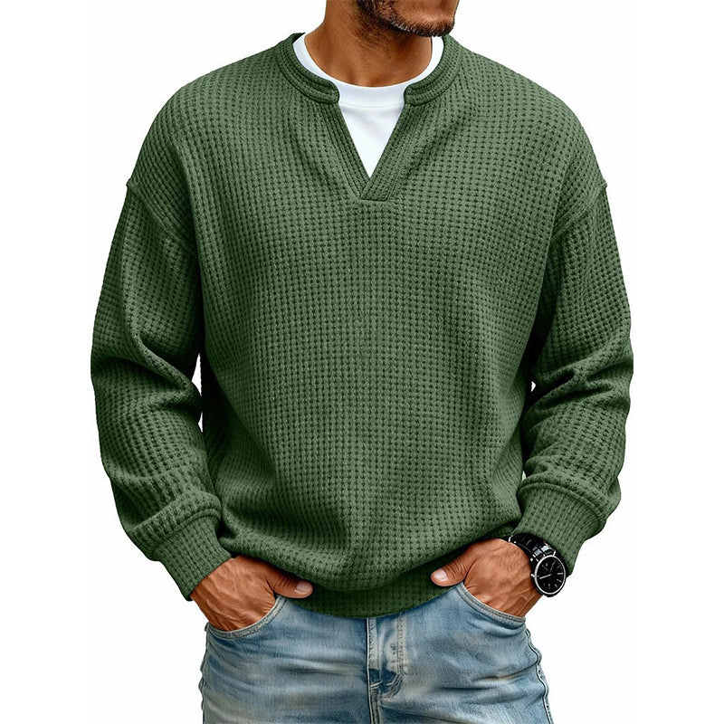 ⏳LAST DAY SALE ONLY ￡18.99!!🔥✨Men's Textured Waffle Layered-Look Long-Sleeve Tee