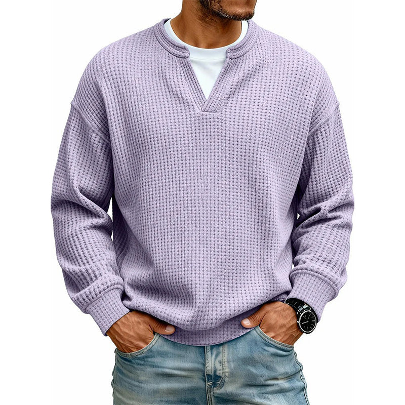 ⏳LAST DAY SALE ONLY ￡18.99!!🔥✨Men's Textured Waffle Layered-Look Long-Sleeve Tee