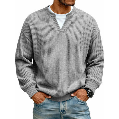 ⏳LAST DAY SALE ONLY ￡18.99!!🔥✨Men's Textured Waffle Layered-Look Long-Sleeve Tee