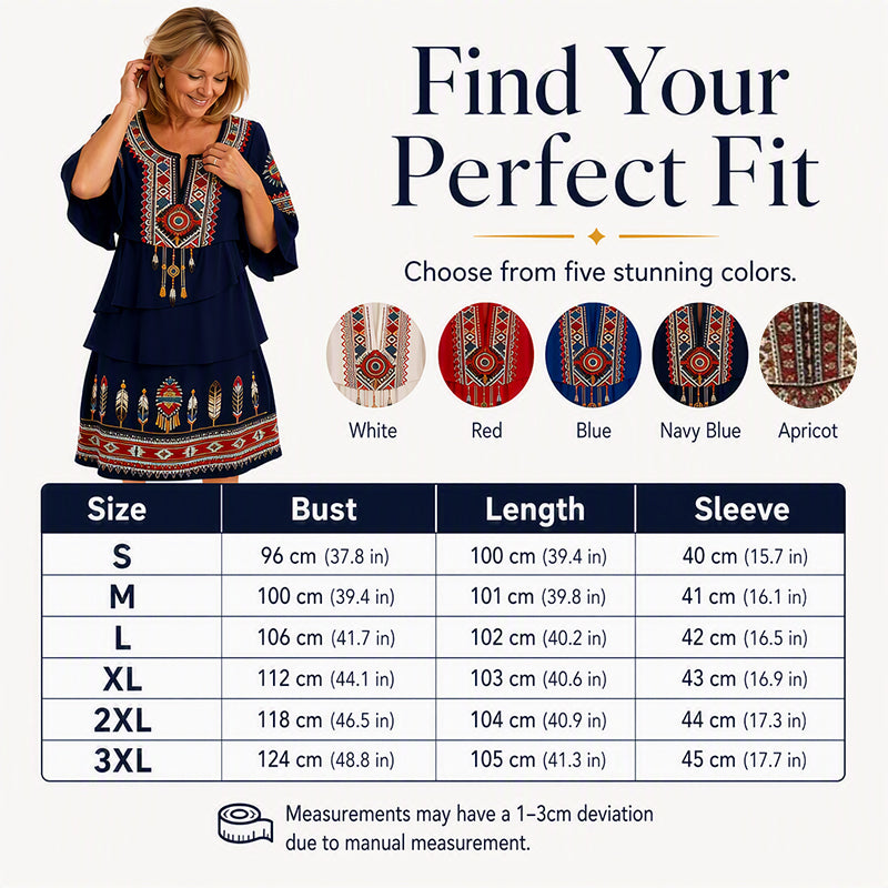 💃Women's Vintage Ethnic Print Tiered Dress