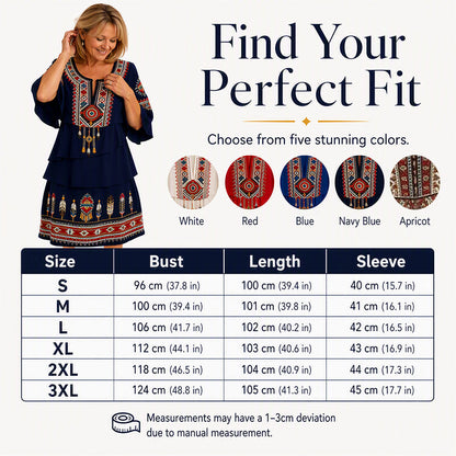 💃Women's Vintage Ethnic Print Tiered Dress