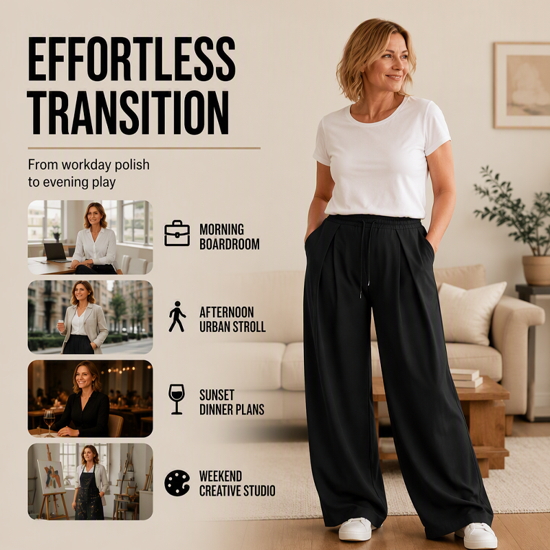 Trending Now⭐👖 Pleated Wide-Leg Sweatpants – Relaxed Fit & Drawstring Waist for Effortless Comfort Style