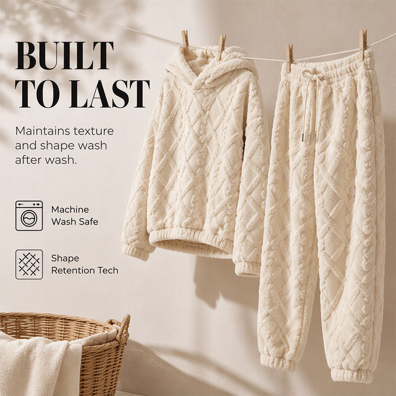 🔥🍂 Embossed Geometric Plush Set – Timeless Comfort & Effortless Style For Every Occasion