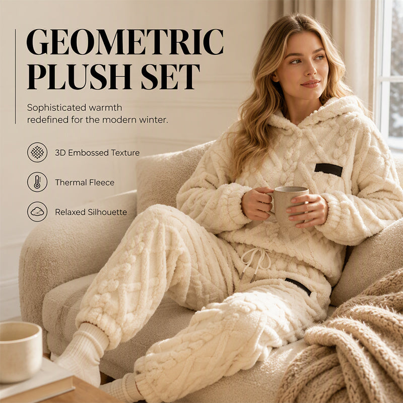 🔥🍂 Embossed Geometric Plush Set – Timeless Comfort & Effortless Style For Every Occasion