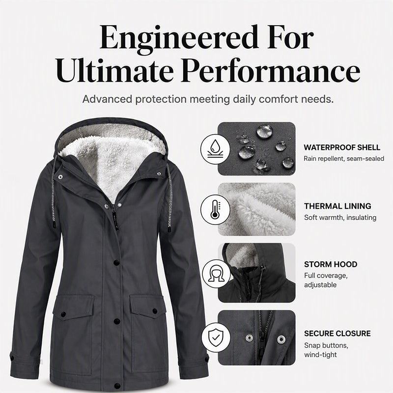 🍂Women's Plush-Lined Windproof Hooded Jacket