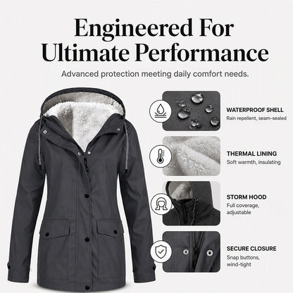 🍂Women's Plush-Lined Windproof Hooded Jacket