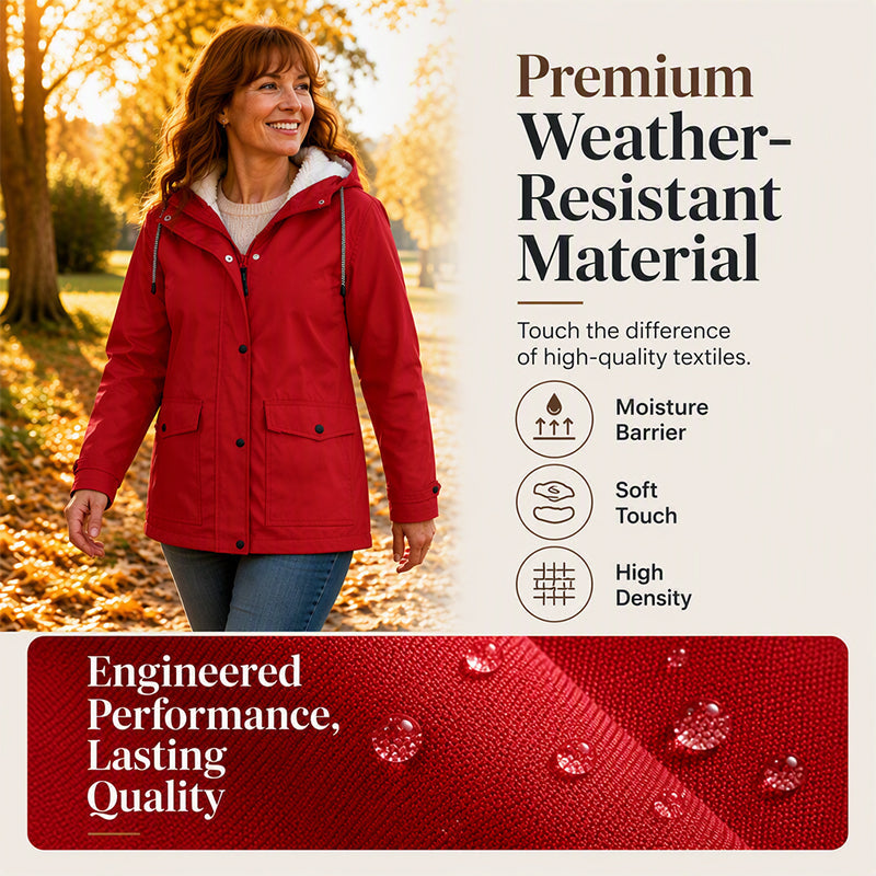 🍂Women's Plush-Lined Windproof Hooded Jacket