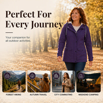 🍂Women's Plush-Lined Windproof Hooded Jacket