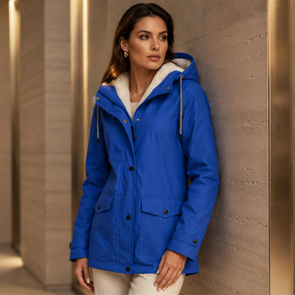 🍂Women's Plush-Lined Windproof Hooded Jacket