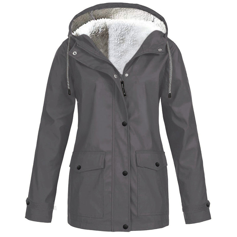 🍂Women's Plush-Lined Windproof Hooded Jacket