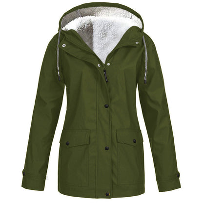 🍂Women's Plush-Lined Windproof Hooded Jacket