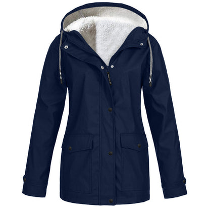 🍂Women's Plush-Lined Windproof Hooded Jacket