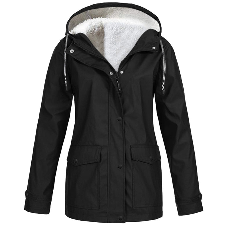 🍂Women's Plush-Lined Windproof Hooded Jacket