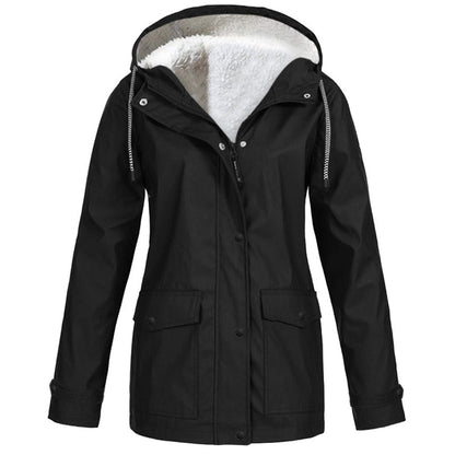 🍂Women's Plush-Lined Windproof Hooded Jacket