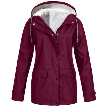 🍂Women's Plush-Lined Windproof Hooded Jacket
