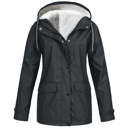 🍂Women's Plush-Lined Windproof Hooded Jacket