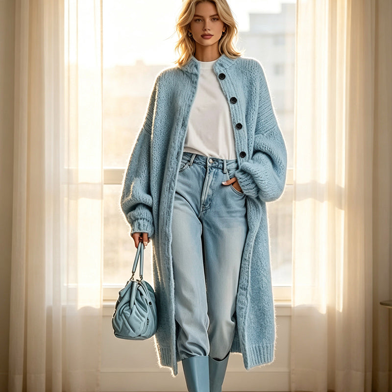 🛍️ New Arrival | Women's Chunky Knit Longline Sweater Coat