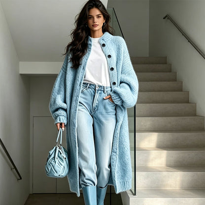 🛍️ New Arrival | Women's Chunky Knit Longline Sweater Coat