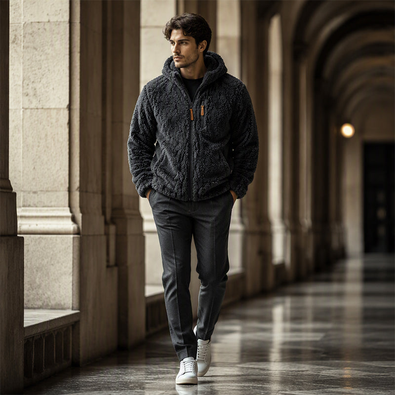 🧥 Corduroy Comfort, Cozy Coverage | Men's Hooded Fleece Zip Jacket ⚡