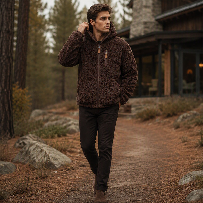🧥 Corduroy Comfort, Cozy Coverage | Men's Hooded Fleece Zip Jacket ⚡