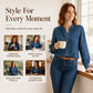 Women's Elegant Ruffle Mock Neck Denim Shirt
