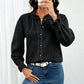 Women's Elegant Ruffle Mock Neck Denim Shirt