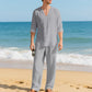 Men's Casual Long Sleeve Shirt and Pants Set