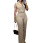 Women's Cropped Blazer Vest & Wide-Leg Pants Set