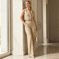 Women's Cropped Blazer Vest & Wide-Leg Pants Set