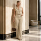 Women's Cropped Blazer Vest & Wide-Leg Pants Set