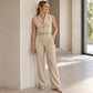 Women's Cropped Blazer Vest & Wide-Leg Pants Set