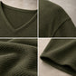 Women's Waffle Knit V-Neck Long Sleeve Top