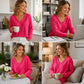 Women's Waffle Knit V-Neck Long Sleeve Top