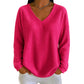 Women's Waffle Knit V-Neck Long Sleeve Top