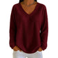 Women's Waffle Knit V-Neck Long Sleeve Top