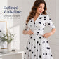 Women's Retro Polka Dot Midi Dress with Wide Belt