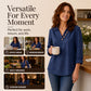 Women's Vintage Long Sleeve V-Neck Top