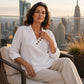 Women's Vintage Long Sleeve V-Neck Top