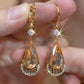 Elegant Amber Teardrop Dangle Earrings