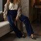 Women's Velvet High-Waist Wide-Leg Pants