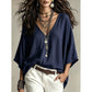 Women's Effortless Draped V-Neck Blouse