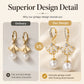 Vintage Ginkgo Leaf Hoop Earrings with Pearl Beads